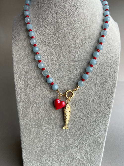 Aquamarin-Kette „Koi“ - blau