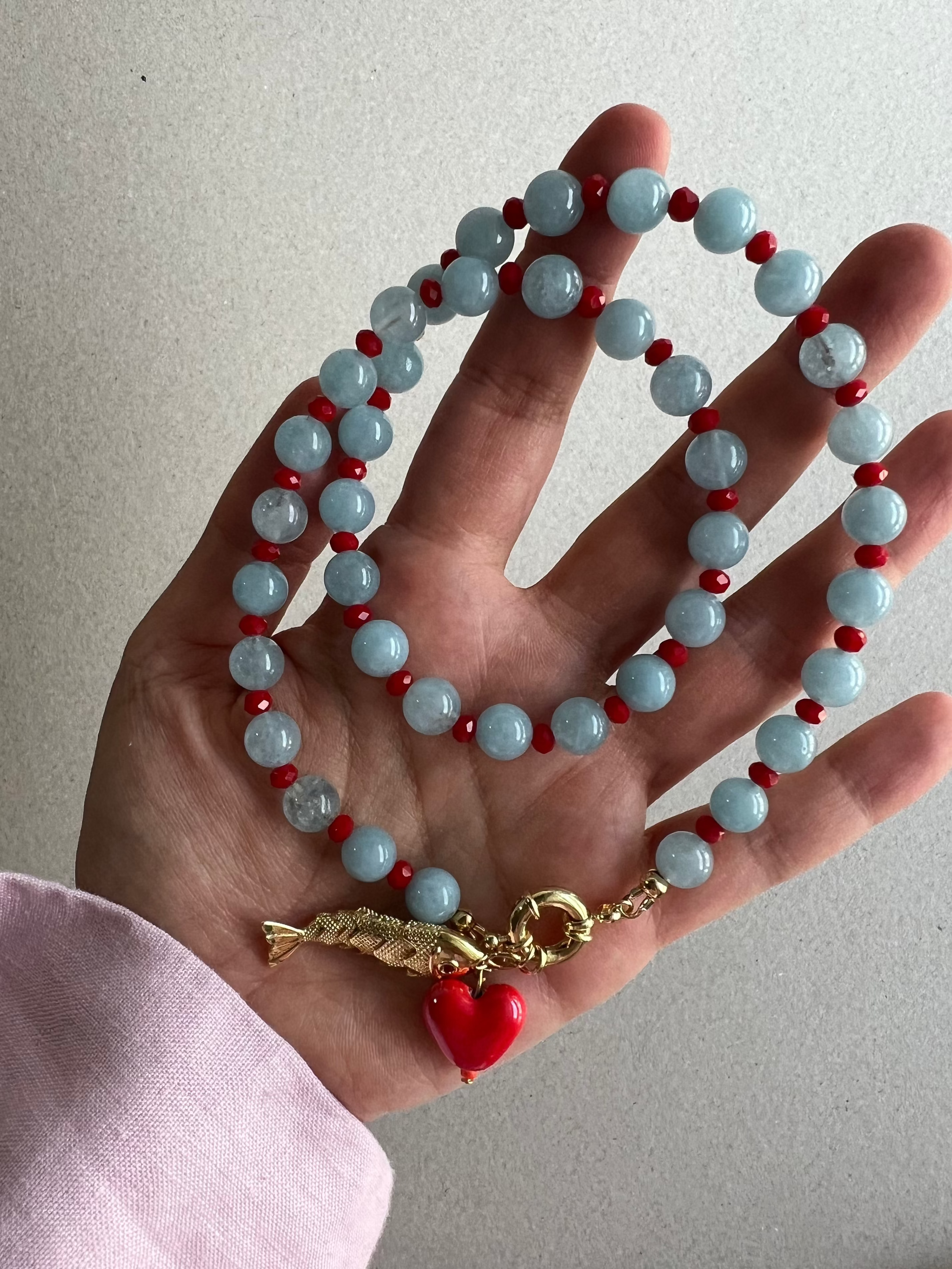 Aquamarin-Kette „Koi“ - blau