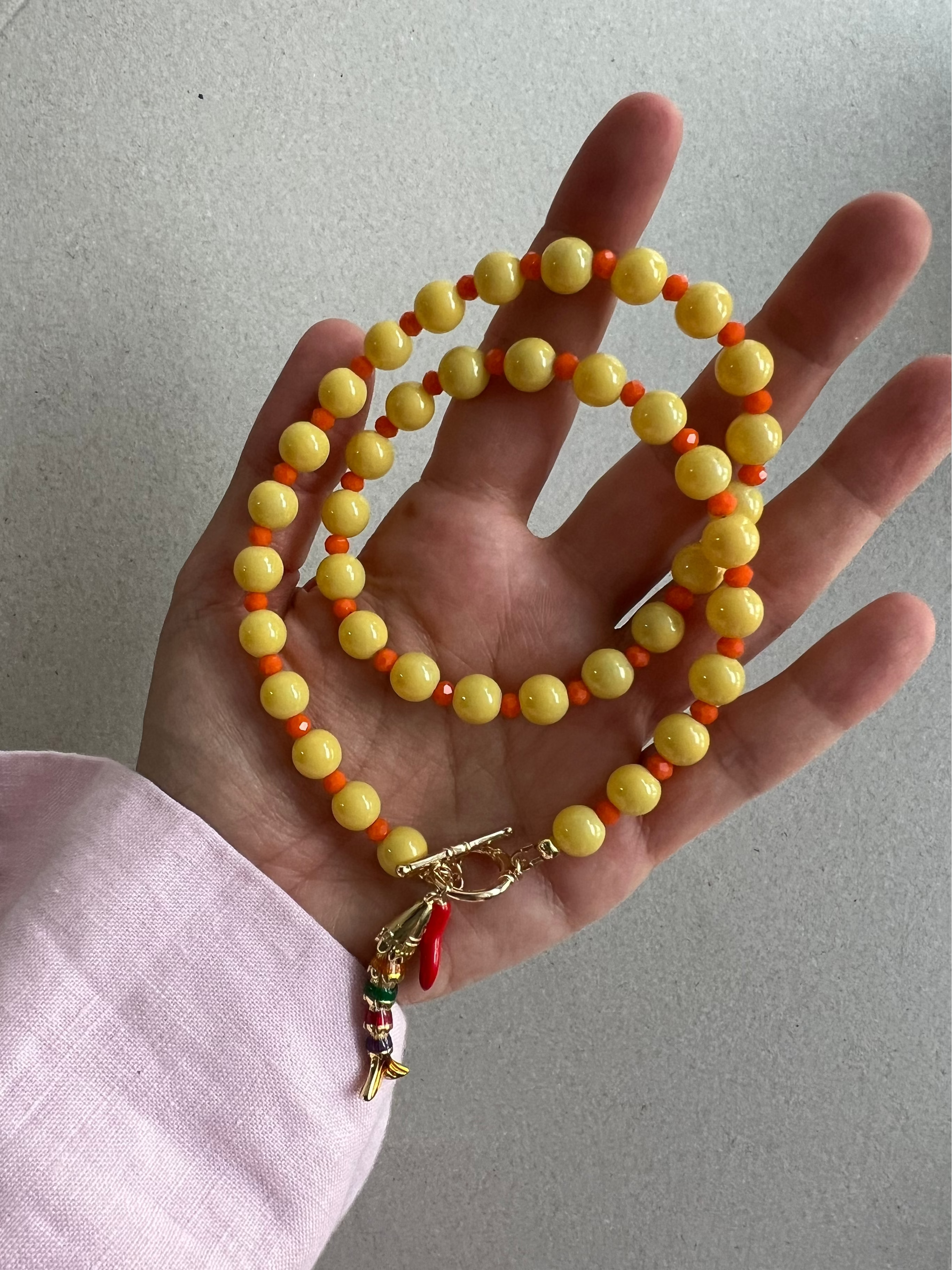Glasperlen-Kette „Koi“ - gelb/orange